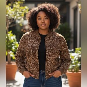 Norton McNaughton Size 18 Women's Brown Zip-Up Animal Print jacket  A026